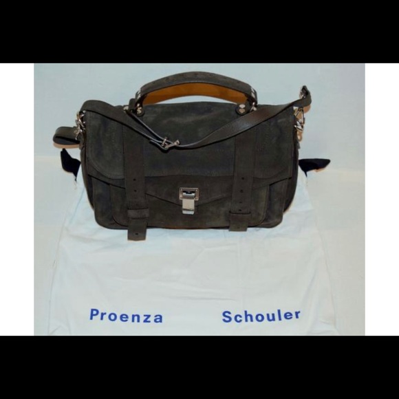 Proenza Schouler Pepe Grey suede PS1 medium shoulder bag. - Picture 2 of 7
